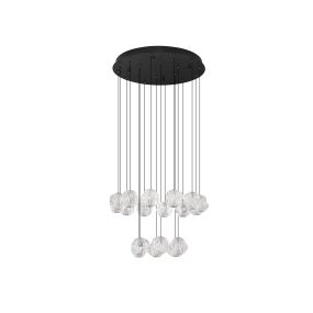 Nova Luce Ifos - lampe suspendue - Ø 60 x 210 cm - 87W dimmable LED inclus - noir sablé et métal chromé