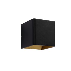 Artdelight Fulda - applique murale - 10 x 10 x 10 cm - 6W dimmable LED inclus - noir et or