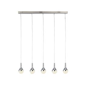 Searchlight Wave Teardrop - lampe suspendue - 98 x 10 x 120 cm - 28W LED dimmable inclus - chrome