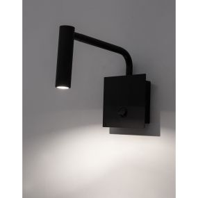 Nova Luce Sicily - applique murale avec interrupteur - 10 x 16 x 23 cm - 3W LED inclus - noir
