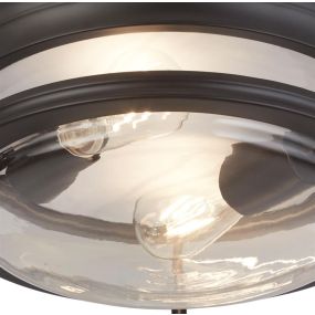 Searchlight Glasgow - plafonnier - Ø 35 x 14,5 cm - IP44 - noir et transparent
