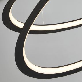 Searchlight Swirl - lampe suspendue - 61 x 60 x 120 cm - 43W LED dimmable inclus - sable noir et blanc