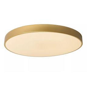 Lucide Unar - plafonnier - Ø 60 x 5 cm - 60W LED dimmable inclus - 3 niveaux de dimmer - or mat