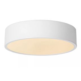 Lucide Unar - plafonnier - Ø 20 x 5 cm - 12W LED dimmable inclus - 3 niveaux de dimmer - blanc