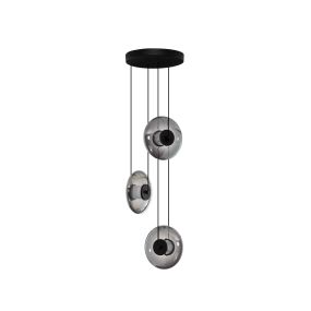 Nova Luce Ballet - lampe suspendue - Ø 35 x 169 cm - 24W dimmable LED inclus - noir sablé et gris fumé