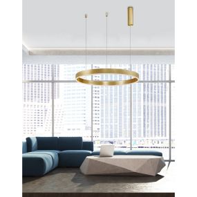 Nova Luce Motif - lampe suspendue - Ø 80 x 120 cm - 48W LED dimmable inclus - laiton doré