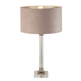 Searchlight Scarborough - lampe à poser - Ø 38 x 67 cm - nickel satiné, argent et rose
