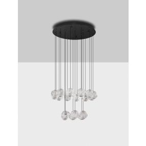 Nova Luce Ifos - lampe suspendue - Ø 60 x 210 cm - 87W dimmable LED inclus - noir sablé et métal chromé