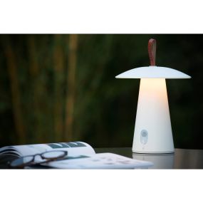 Lucide La Donna - lampe de table d'extérieur avec port USB - Ø 19,7 x 29,2 cm - 3 niveaux de gradation - 2W LED inclus - IP54 - blanc