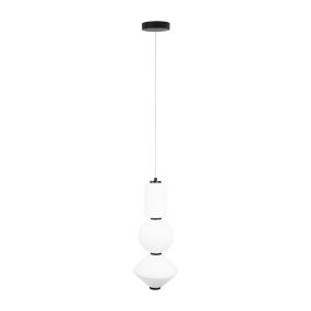 Maxlight Akiko - lampe suspendue - Ø 20 x 180 cm - 23W LED inclus - noir et opale