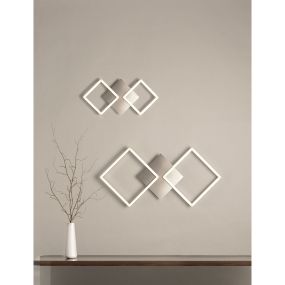 Searchlight Wall Art - applique murale - 47 x 23 cm - 18W LED inclus - blanc et argent satiné