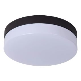 Lucide Biskit - plafonnier avec détecteur de mouvement - Ø 23 x 6,5 cm - 12W LED inclus - IP44 - noir