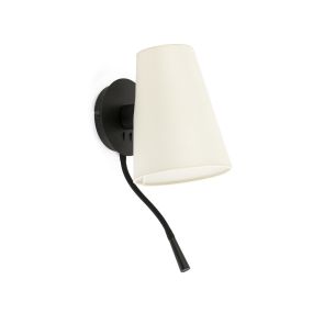 Faro Lupe - applique murale avec interrupteur - 10 x 25 x 42 cm - 1W LED inclus - beige et noir