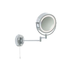 Searchlight Miroirs de salle de bains - miroir avec éclairage et interrupteur à tirette - 38 x 33 cm - IP44 - chrome