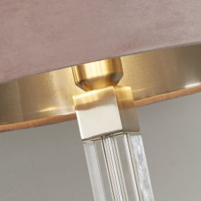 Searchlight Scarborough - lampe à poser - Ø 38 x 67 cm - nickel satiné, argent et rose