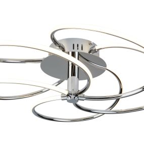 Searchlight Bardot - plafonnier - Ø 56 x 15 cm - 43W LED inclus - chrome et blanc