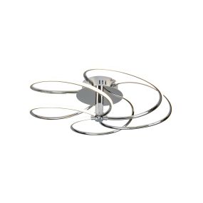 Searchlight Bardot - plafonnier - Ø 56 x 15 cm - 43W LED inclus - chrome et blanc