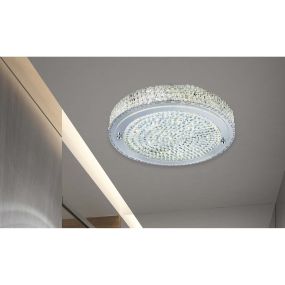 Searchlight Flush - plafonnier - Ø 40 x 8,5 cm - 24W LED dimmable inclus - transparent