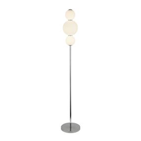 Searchlight Snowball - lampadaire - 151 cm - 20W LED dimmable inclus - blanc et chrome