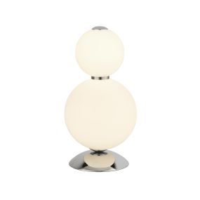 Searchlight Snowball - lampe de table - Ø 18 x 34,5 cm - 15W LED dimmable inclus - blanc et chrome