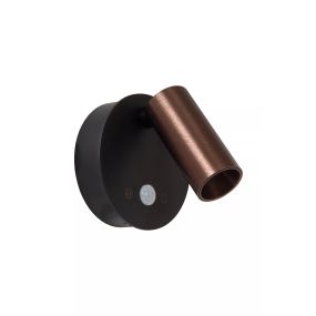 Lucide Toni - applique murale rechargeable avec détecteur de mouvement - Ø 8,1 x 12,4 cm - 2W LED dimmable inclus - café