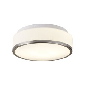 Searchlight Discs - plafonnier de salle de bains - Ø 29 x 9,5 cm - IP44 - opale et argent satiné
