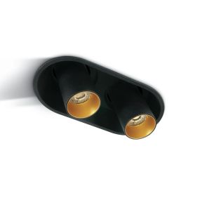 ONE Light Cylindres COB encastrés - spot en saillie 2L - 16,8 x 9 x 9 cm - 2 x 7W LED dimmable inclus - noir