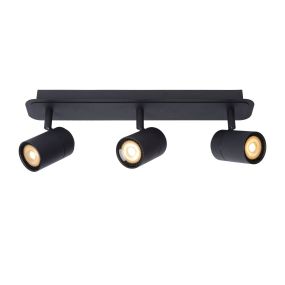 Lucide Lennert - spot en saillie 3L - 40 x 7 x 12,5 cm - 3 x 5W LED dimmable inclus - IP44 - noir