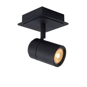 Lucide Lennert - spot en saillie 1L - 10 x 10 x 12,5 cm - 5W LED dimmable inclus - IP44 - noir