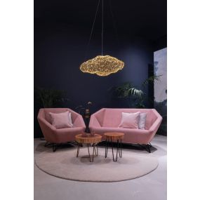 Maxlight Stardust - lampe suspendue - 95 x 60 x 200 cm - 6 x 1W LED + 8W bande LED dimmable incluse - or