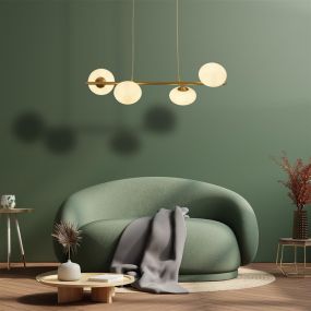 Searchlight Pebble - lampe suspendue - 76 x 120 cm - or et opale