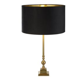 Searchlight Whitby - lampe à poser - Ø 40 x 67 cm - laiton antique, or et noir