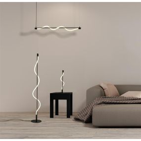 Searchlight Serpent - lampe suspendue - 101 x 122 cm - 15W LED dimmable inclus - noir et opale