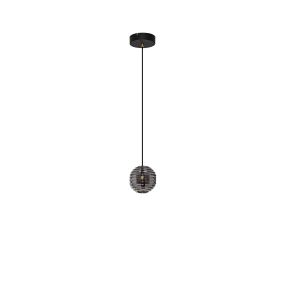 Nova Luce Las - lampe suspendue - Ø 15 x 145 cm - 13W LED inclus - noir sablé, or et gris fumé
