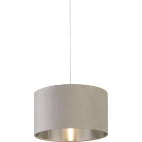 Searchlight Drum Shade - abat-jour - Ø 38 x 22 cm - gris clair et argent brossé