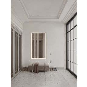 Nova Luce Deca - miroir avec éclairage - 70 x 120 x 3,5 cm - 36W LED inclus - IP44 - noir sablé et blanc