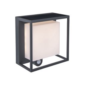 Lutec Curtis - Applique solaire extérieure avec détecteur de mouvement - 19 x 16,5 x 9,5 cm - 3W LED inclus - IP54 - gris foncé