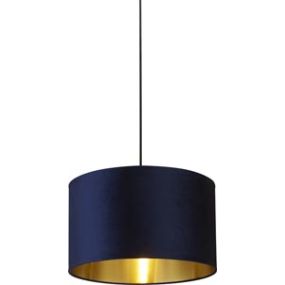 Searchlight Drum Shade - abat-jour - Ø 40 x 24 cm - bleu marine et or brossé