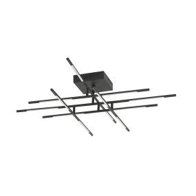 Nova Luce Raccio - plafonnier - 94,5 x 94,5 x 21 cm - 48W LED dimmable inclus - noir