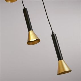 Searchlight Signal - lampe suspendue 5L - Ø 37 x 150 cm - noir et or