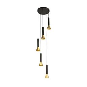 Searchlight Signal - lampe suspendue 5L - Ø 37 x 150 cm - noir et or