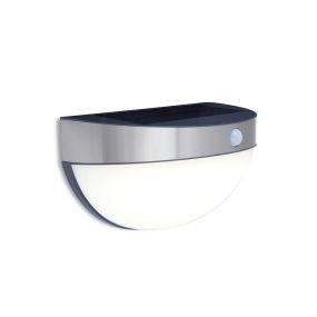 Lutec Bubble - applique murale extérieure avec capteur solaire - 22 x 12 x 12 cm - 2,3W LED inclus - IP44 - acier inoxydable