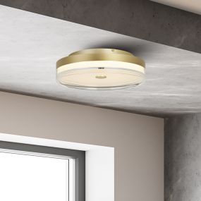 Searchlight Cyprus - plafonnier - Ø 40 x 11 cm - 29W LED dimmable inclus - doré et transparent