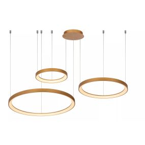 Lucide Vidal - lampe suspendue - Ø 78 x 200 cm - 120W LED inclus - or mat/laiton.