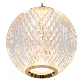 Lucide Cintra - lampe suspendue - 48 x 11 x 150 cm - 3 x 4,7W LED inclus - transparent et doré