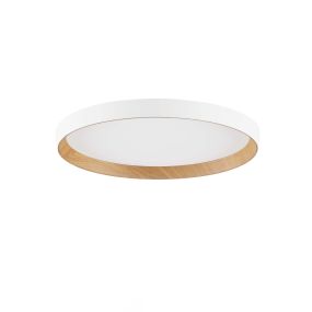 Nova Luce Vomos - plafonnier - Ø 40 x 7 cm - 36W dimmable LED inclus - blanc sablé et bois