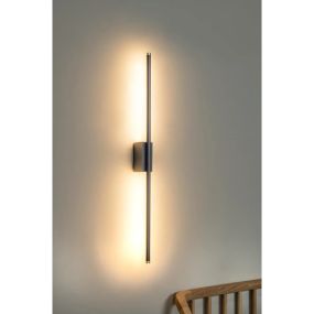 Lucide Marnik - applique murale - 59,1 x 10 x 5 cm - 13W LED dimmable inclus - noir et or