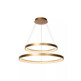 Lucide Vidal - lampe suspendue - Ø 78 x 200 cm - 92W LED inclus - or mat/laiton.