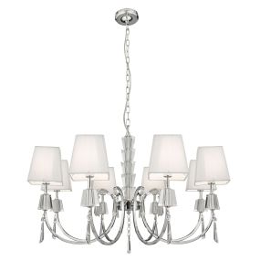 Searchlight Portico - lustre - Ø 69 x 96 cm - chrome et blanc