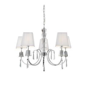 Searchlight Portico - lustre - Ø 60 x 96 cm - chrome et blanc